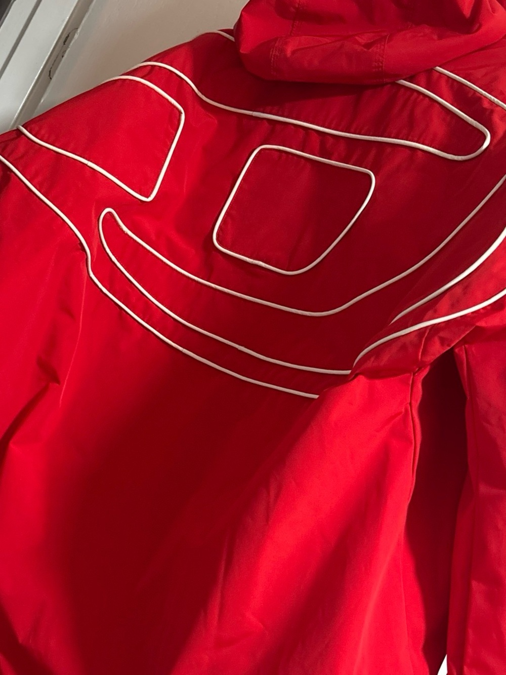 Diesel Red Hooded coat with White Piping
